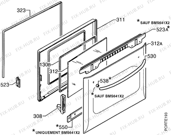 Взрыв-схема плиты (духовки) Zanussi BMS641N2 - Схема узла Housing 001